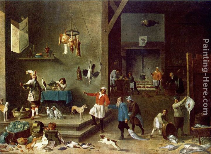 The Kitchen painting - David the Younger Teniers The Kitchen art painting